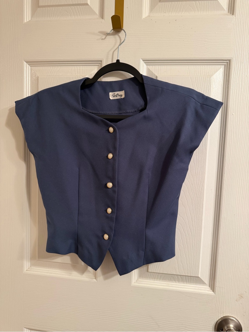 Vintage-Inspired Navy Button Front Vest